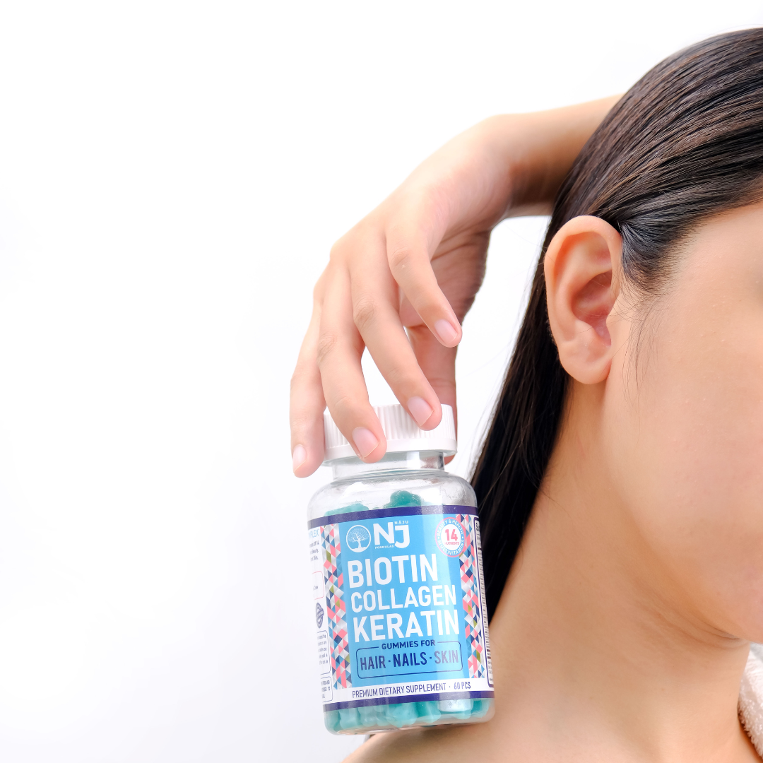Biotin Collagen Keratin Gummies with B-Complex & multivitamins (NAJU) Promote Thick and Shinier hair, Clearer, Glowing skin, healthier nails
