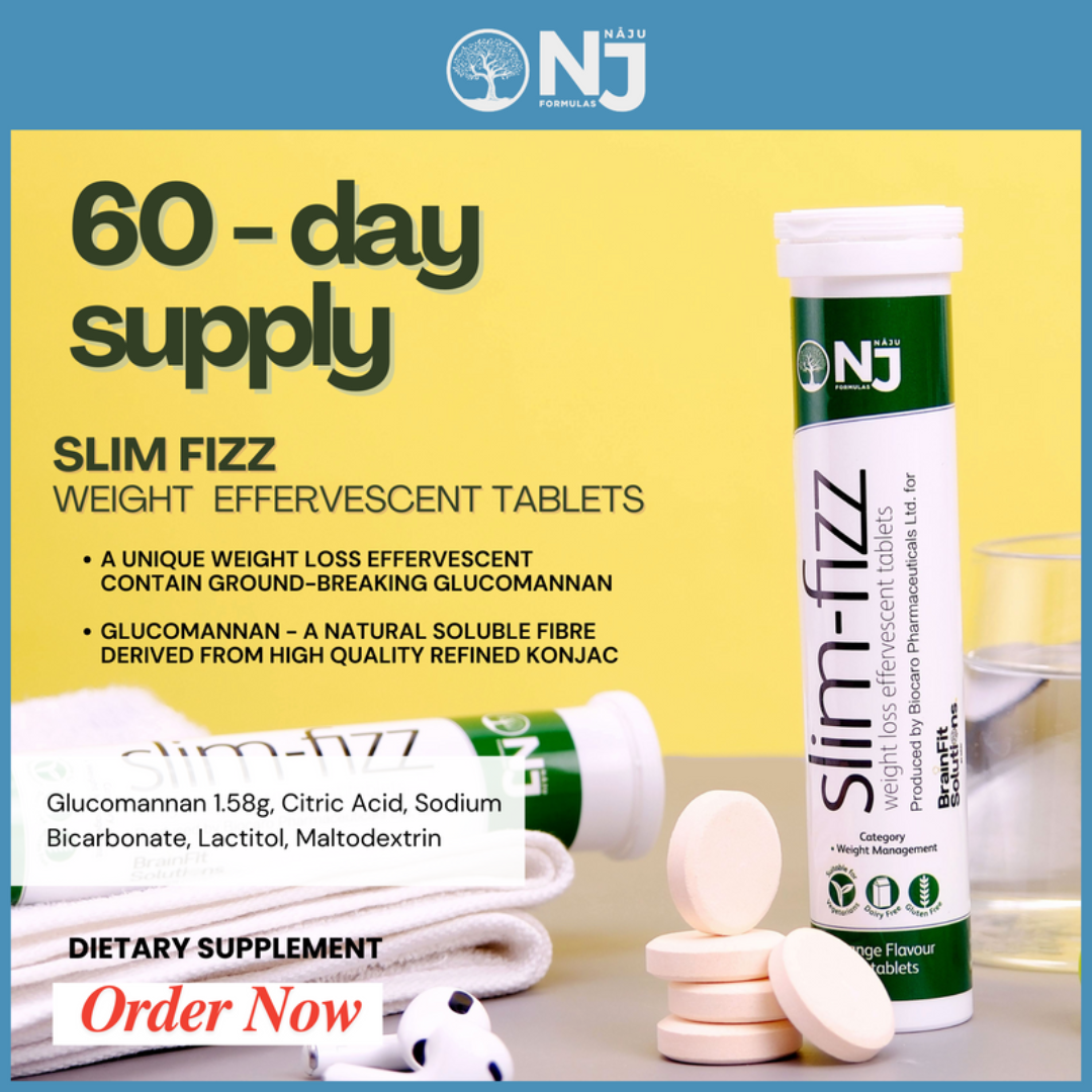 Slim Fizz Effervescent Tablets for Weight Loss, Boost metabolism, Suppress appetite with Glucomannan by Naju Formulas