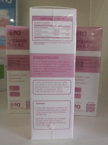 NAJU Vitamin D3 + K2 (Extra Strength) 10,000 IU Vitamin D3 and 200 mcg Vitamin K2