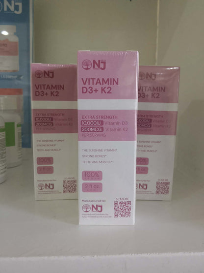 NAJU Vitamin D3 + K2 (Extra Strength) 10,000 IU Vitamin D3 and 200 mcg Vitamin K2