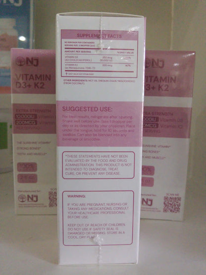 NAJU Vitamin D3 + K2 (Extra Strength) 10,000 IU Vitamin D3 and 200 mcg Vitamin K2