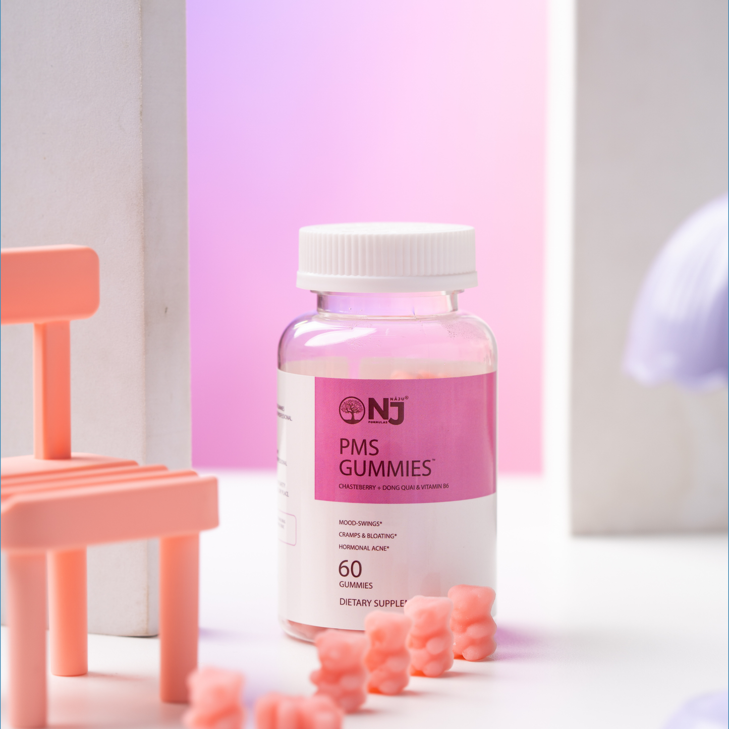 NAJU PMS Gummies – Chasteberry + Dong Quai + Vitamin B6 Blend