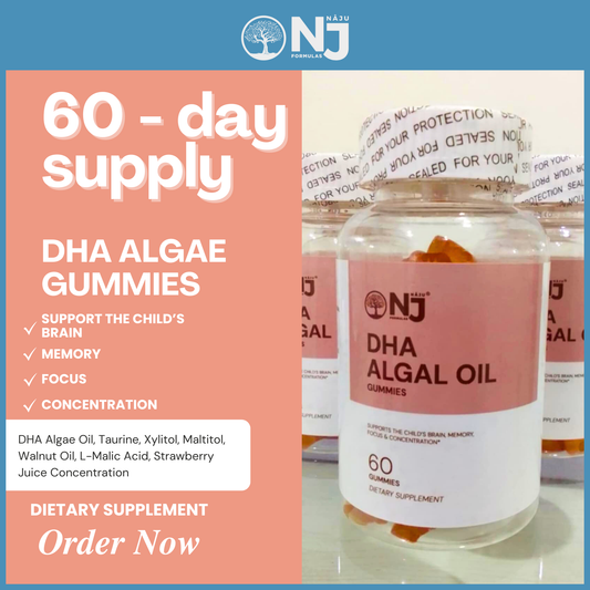 NAJU DHA Algae Oil – Plant-Based Omega-3 Supplement for Kids (60 Gummies)