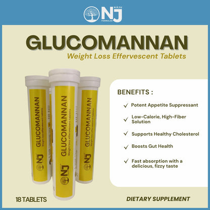 Glucomannan Effervescent Tablets for Weight Loss by Naju Formulas (18 Tablets)