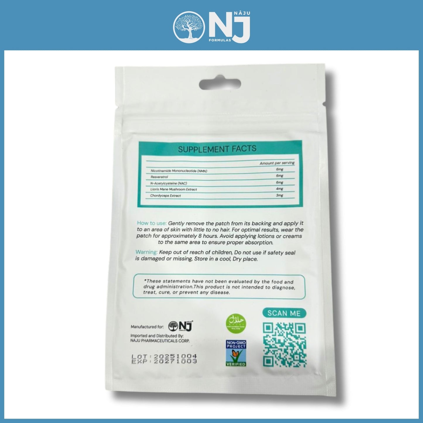 NAJU NEMORIA NMN (Nicotinamide Mononucleotide) Patches