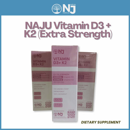 NAJU Vitamin D3 + K2 (Extra Strength) 10,000 IU Vitamin D3 and 200 mcg Vitamin K2