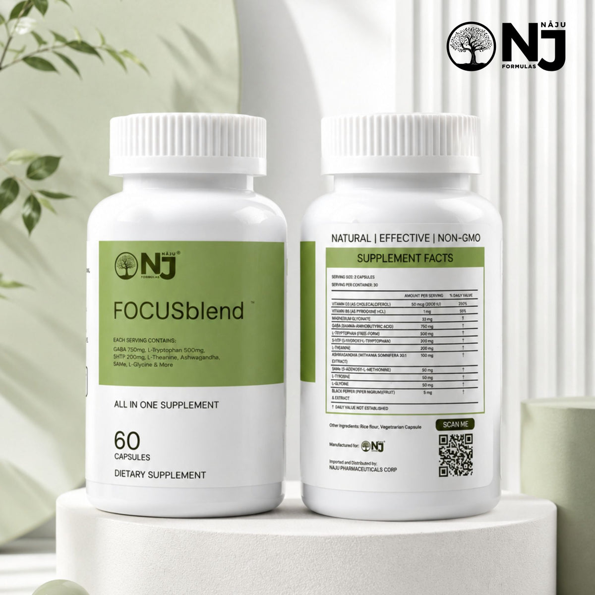 Naju FocusBlend – Mind & Mood Support Supplement (60 Capsules)