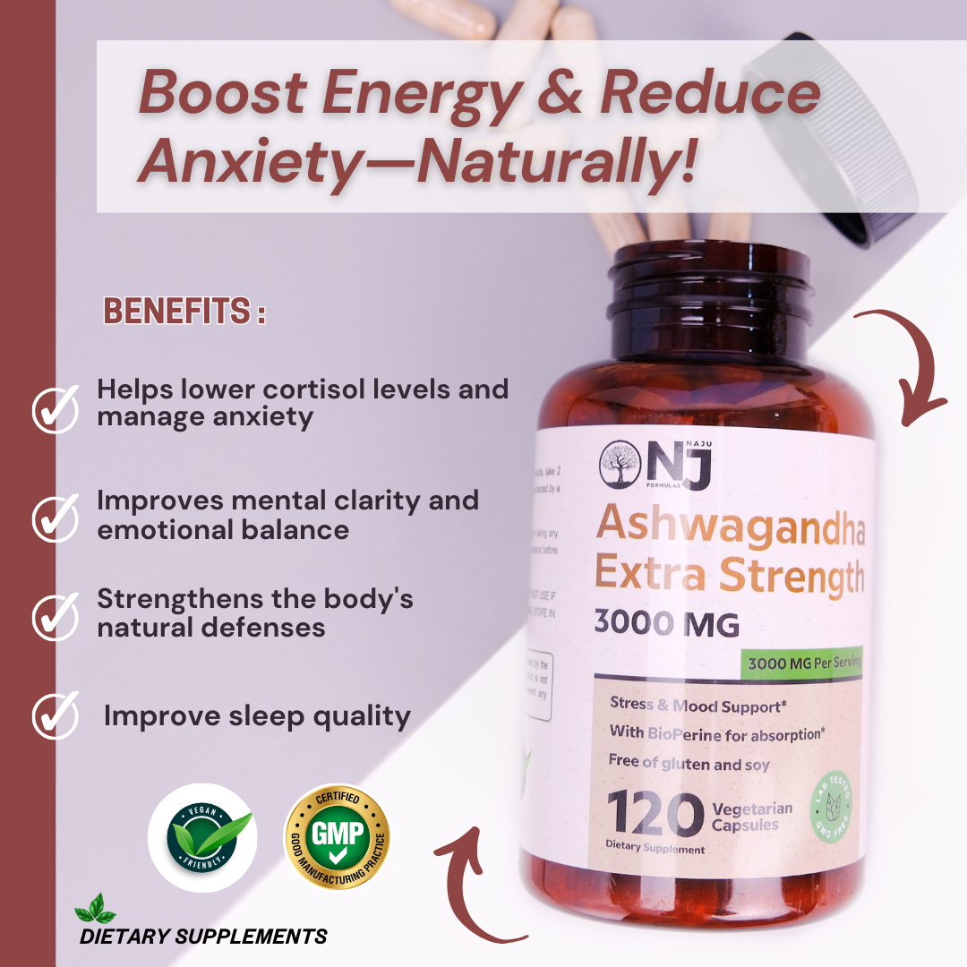 Extra Strength Ashwagandha (NAJU) For Stress & Mood Support, Anxiety & Panic Attacks