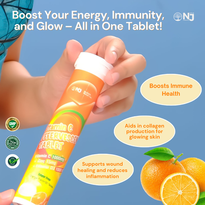 Vitamin C Effervescent Tablets (NAJU) Immunity Boost, Antioxidant Protection, Collagen Production support, Iron absorption